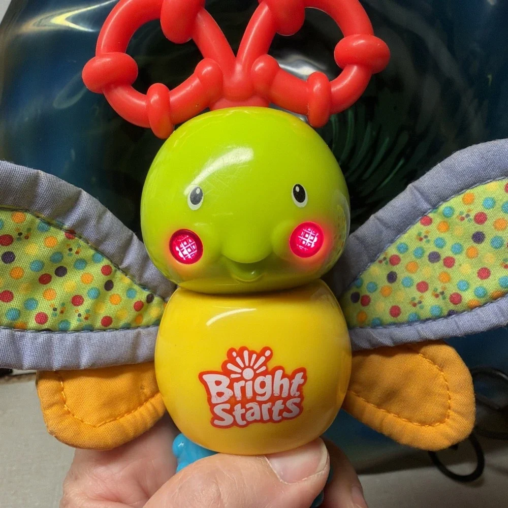 Bright Starts Twisty Bug dragonfly butterfly take along baby toy rattle lights